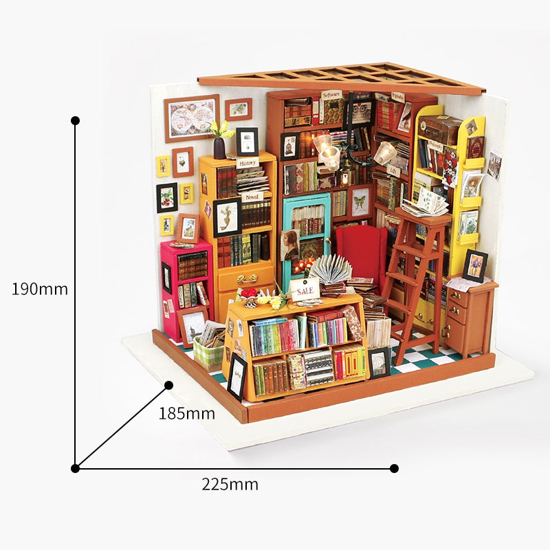 Rolife Sam's Study Library DIY Miniature House Kit DG102