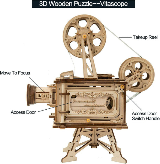 ROKR Vitascope Movie Projector 3D Wooden Puzzle LK601