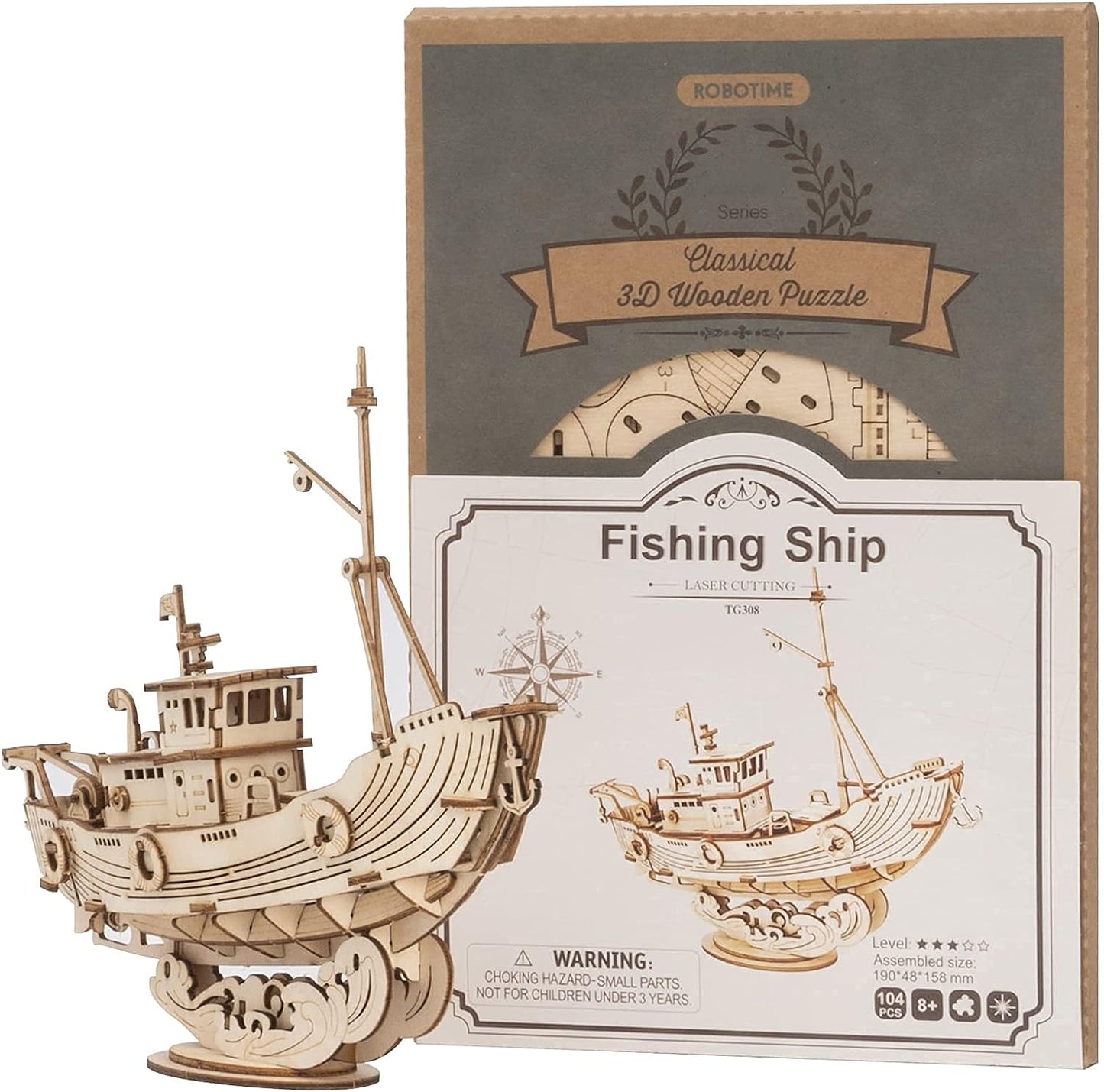 Rolife Fishing Ship Model 3D Wooden Puzzle TG308