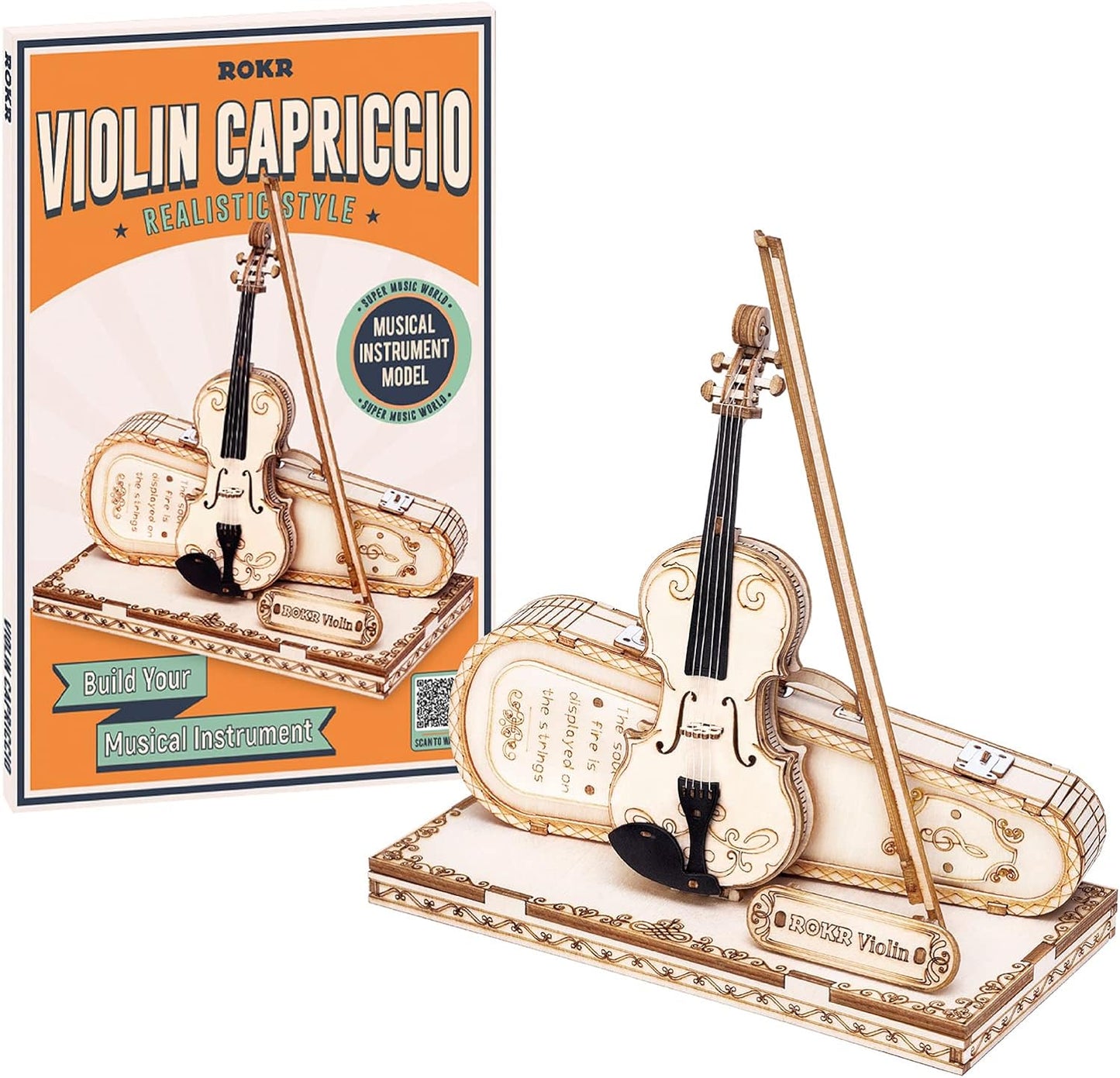 ROKR Violin Capriccio Model 3D Wooden Puzzle DIY music box TG604K