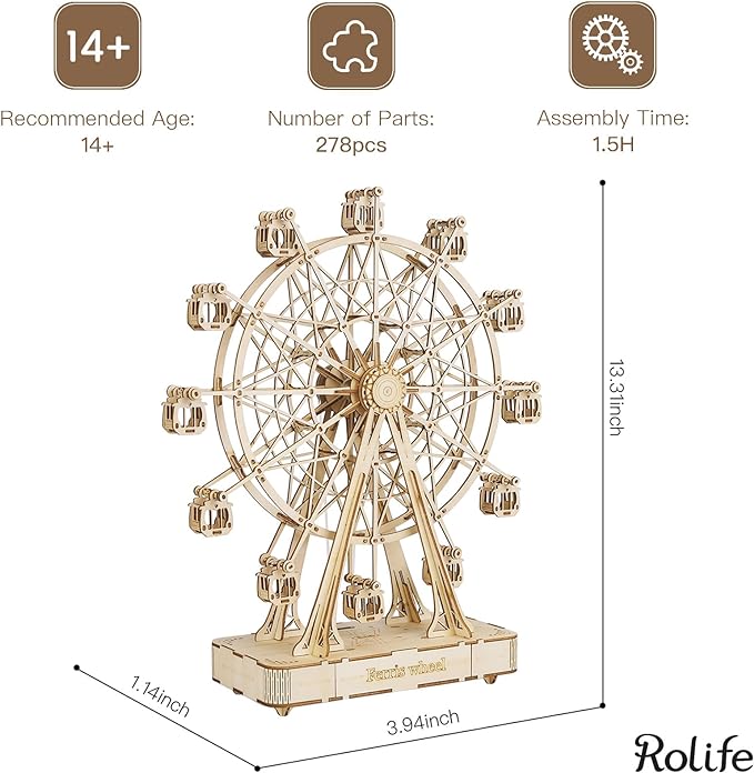 Rolife Ferris Wheel 3D Wooden Puzzle Music Box TGN01