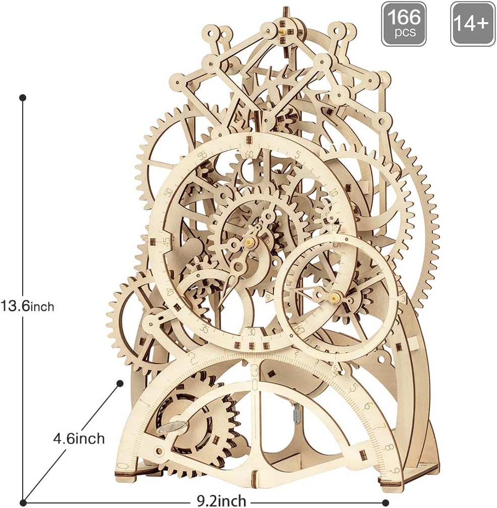 ROKR Pendulum Clock Mechanical Gears 3D Wooden Puzzle LK501