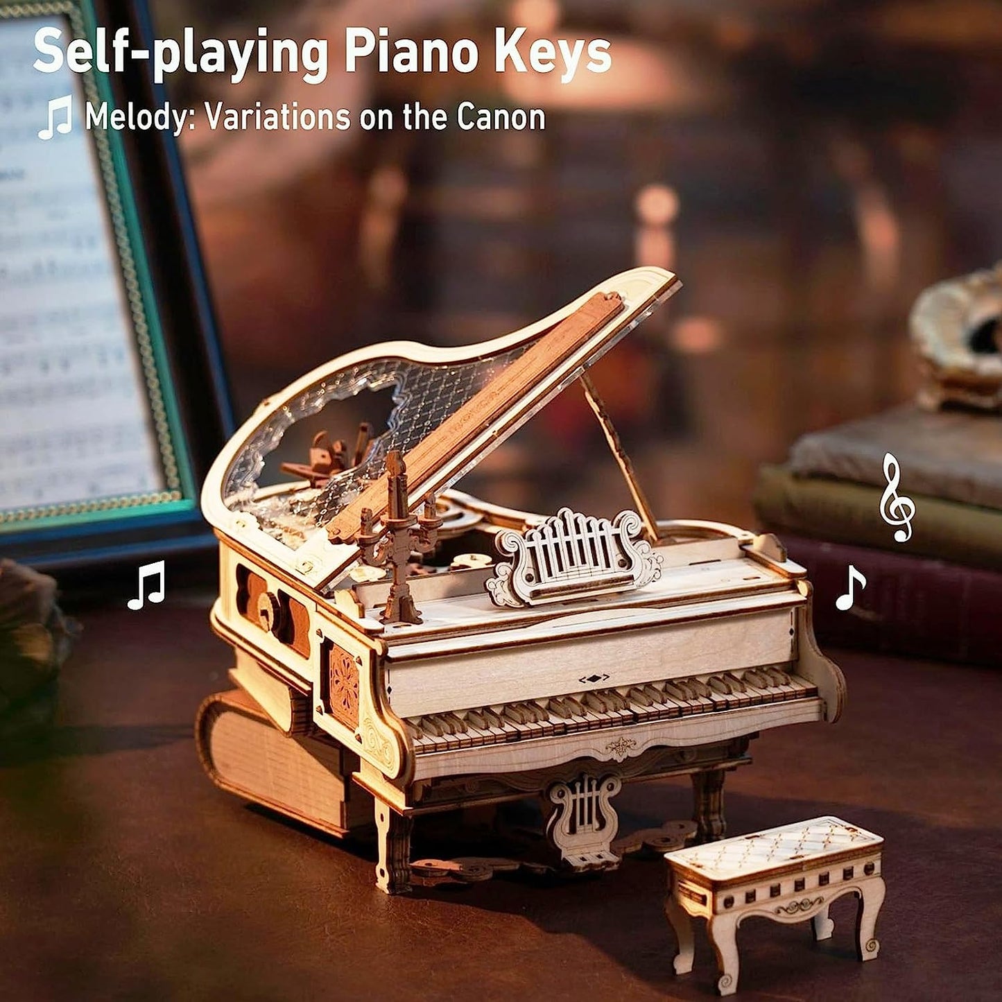 ROKR Magic Piano Mechanical Music Box 3D Wooden Puzzle AMK81