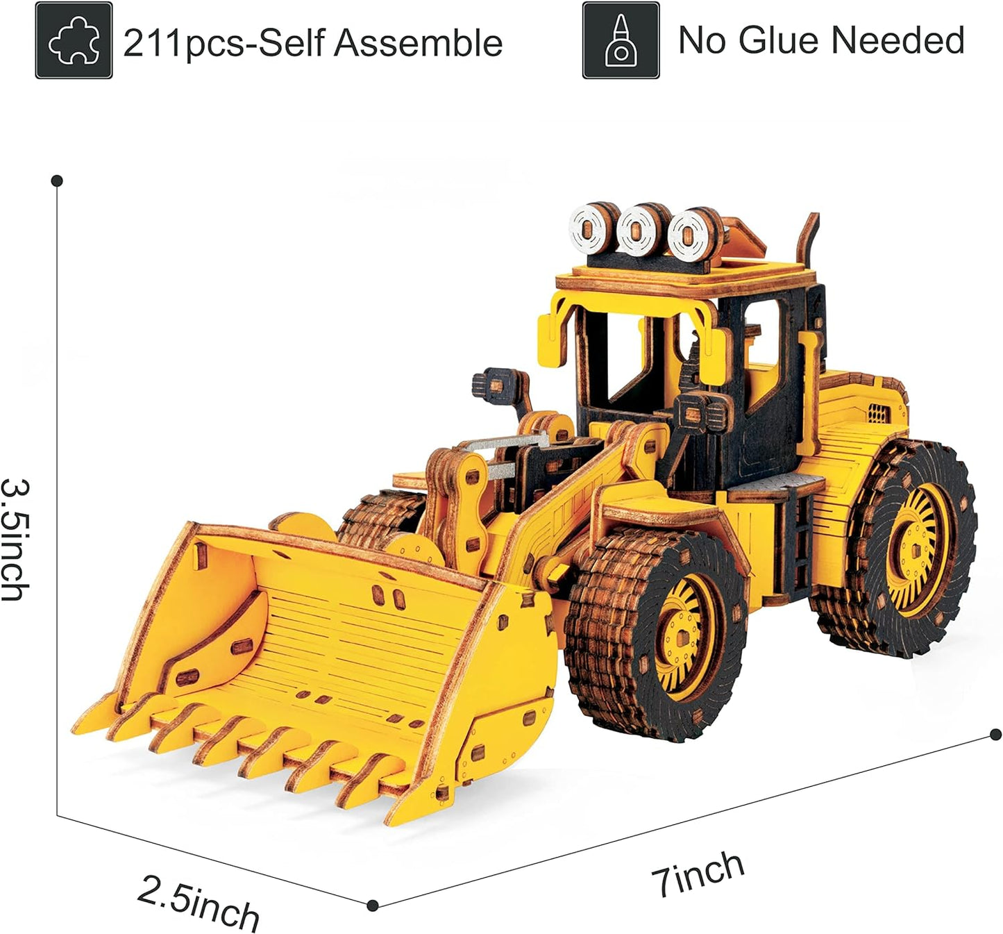 ROKR Bulldozer Engineering Vehicle 3D Wooden Puzzle TG509K