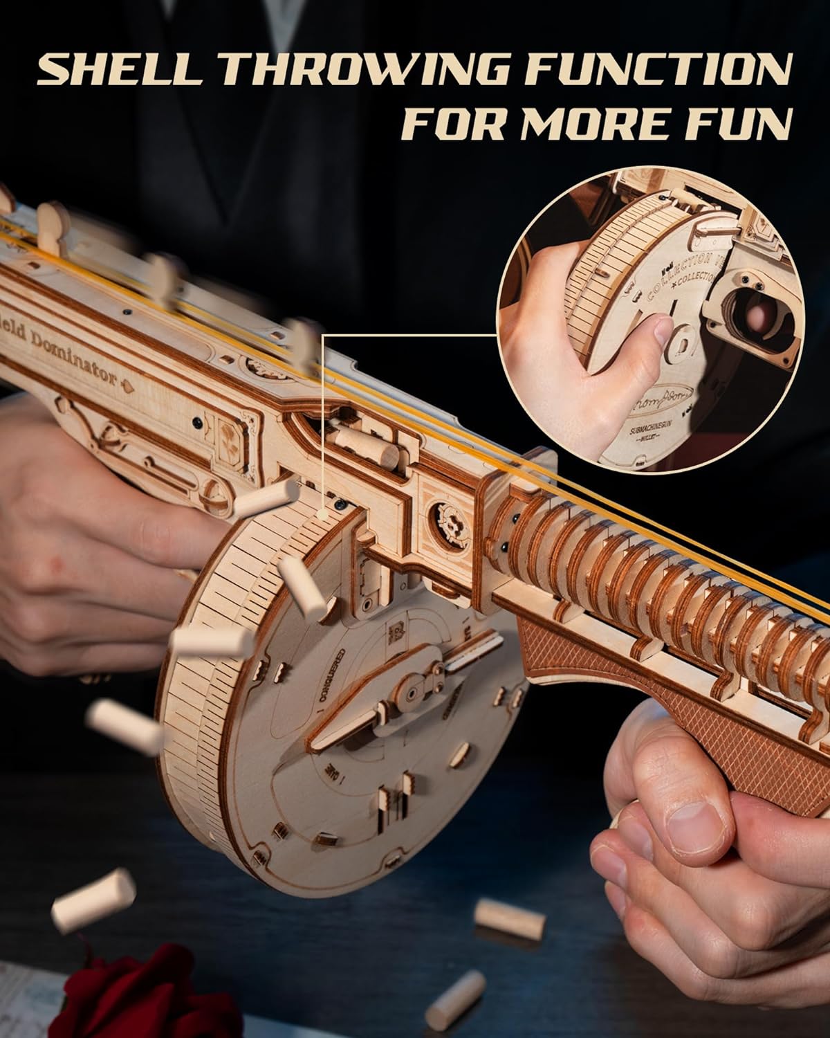 ROKR Thompson Submachine Gun Toy 3D Wooden Puzzle LQB01