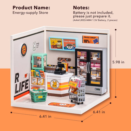 Rolife Super Creator Energy Supply Store Plastic DIY Miniature House Kit DW002