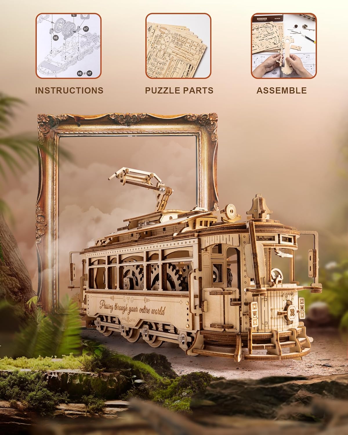 ROKR Classic City Tram 3D Wooden Puzzle LK801