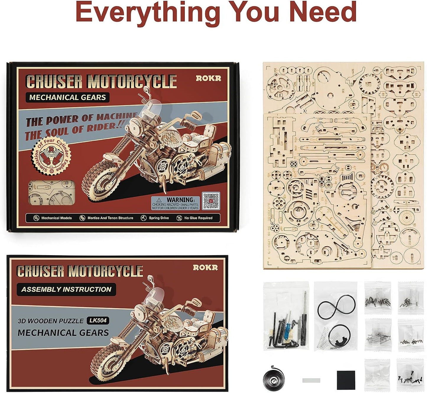 ROKR Cruiser Motorcycle LK504 3D Wooden Puzzle