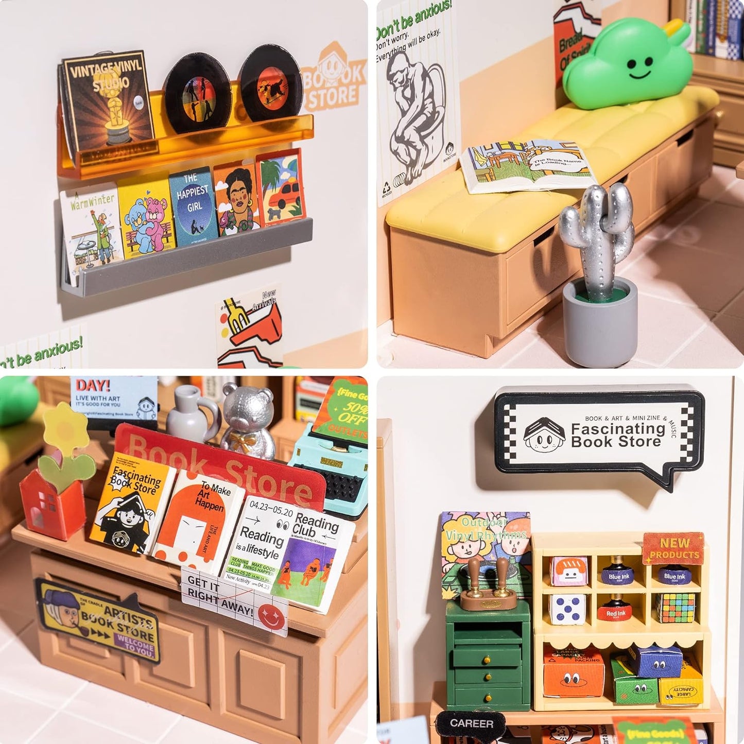 Rolife Super Creator Fascinating Book Store Plastic DIY Miniature House Kit DW004