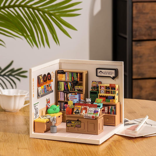 Rolife Super Creator Fascinating Book Store Plastic DIY Miniature House Kit DW004