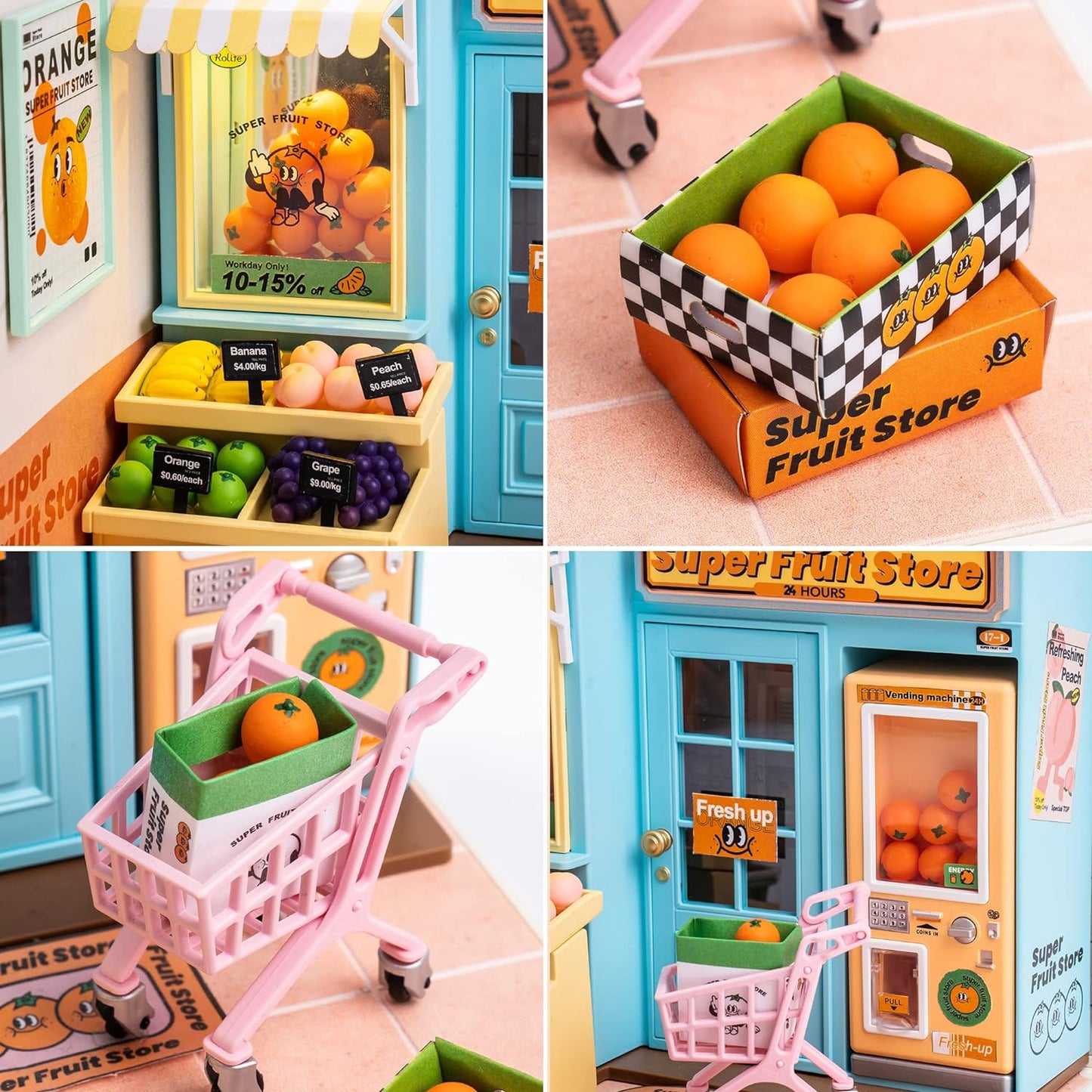 Rolife Super Creator Super Fruit Store Plastic DIY Miniature House Kit DW003