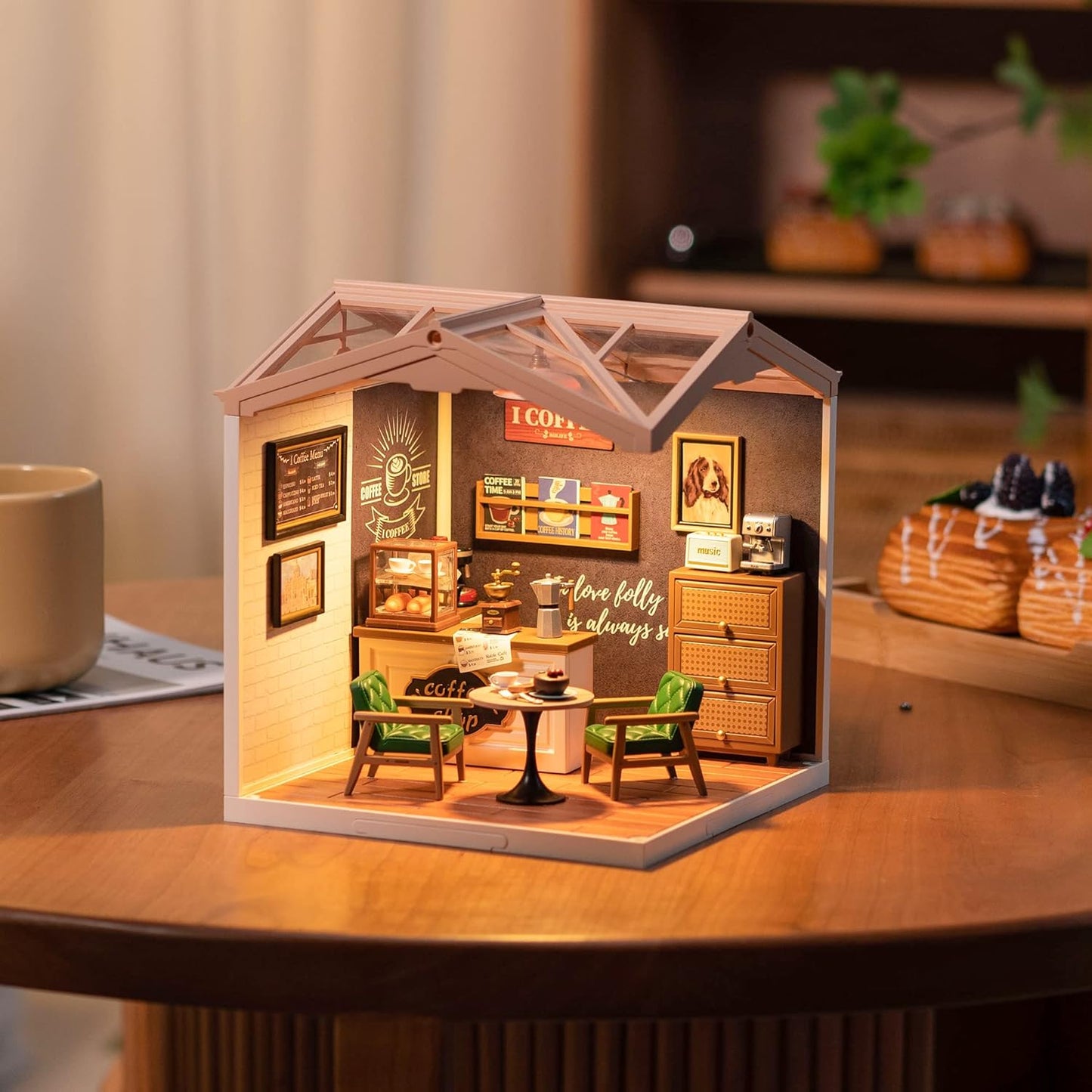 Rolife Super Creator Daily Inspiration Cafe Plastic DIY Miniature House Kit DW001