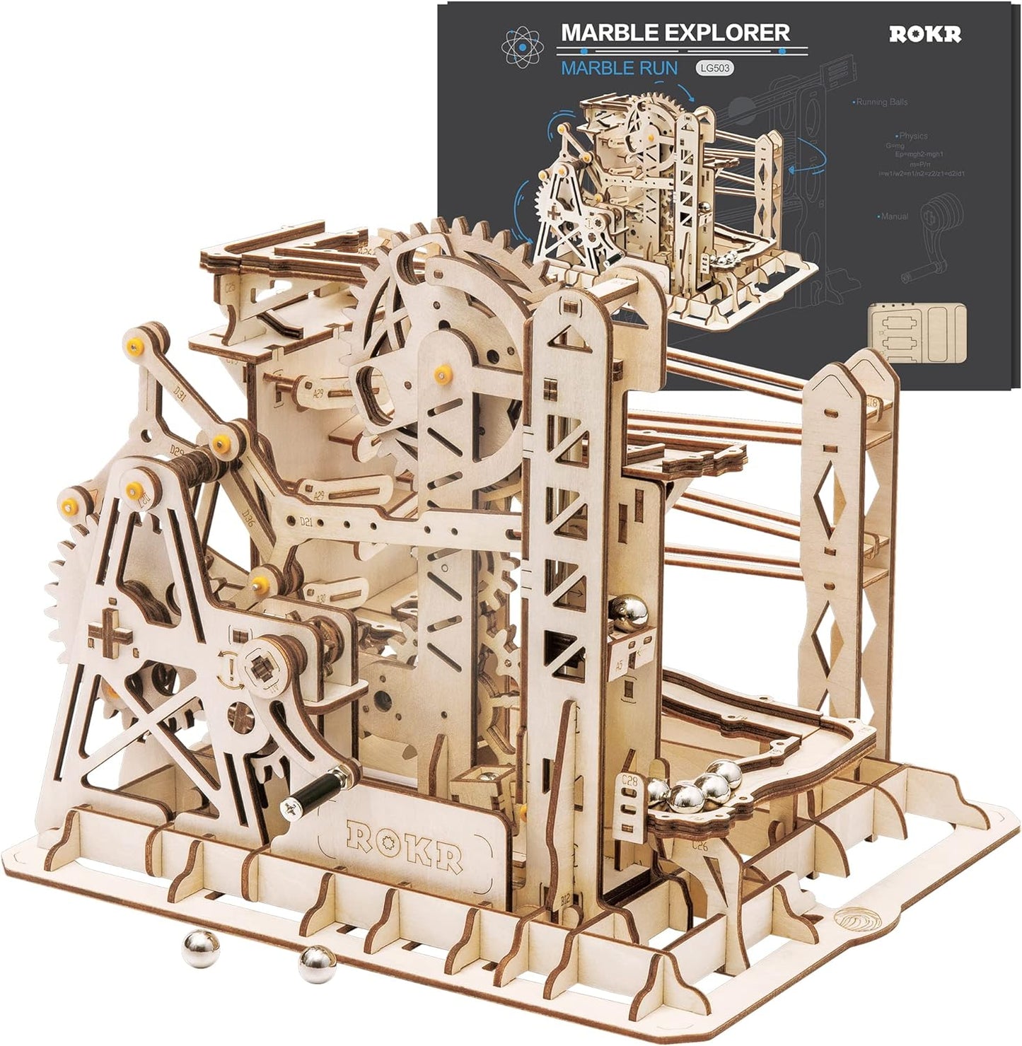 ROKR Marble Explorer Swingback Wall 3D Wooden Puzzles Marble Run LG503