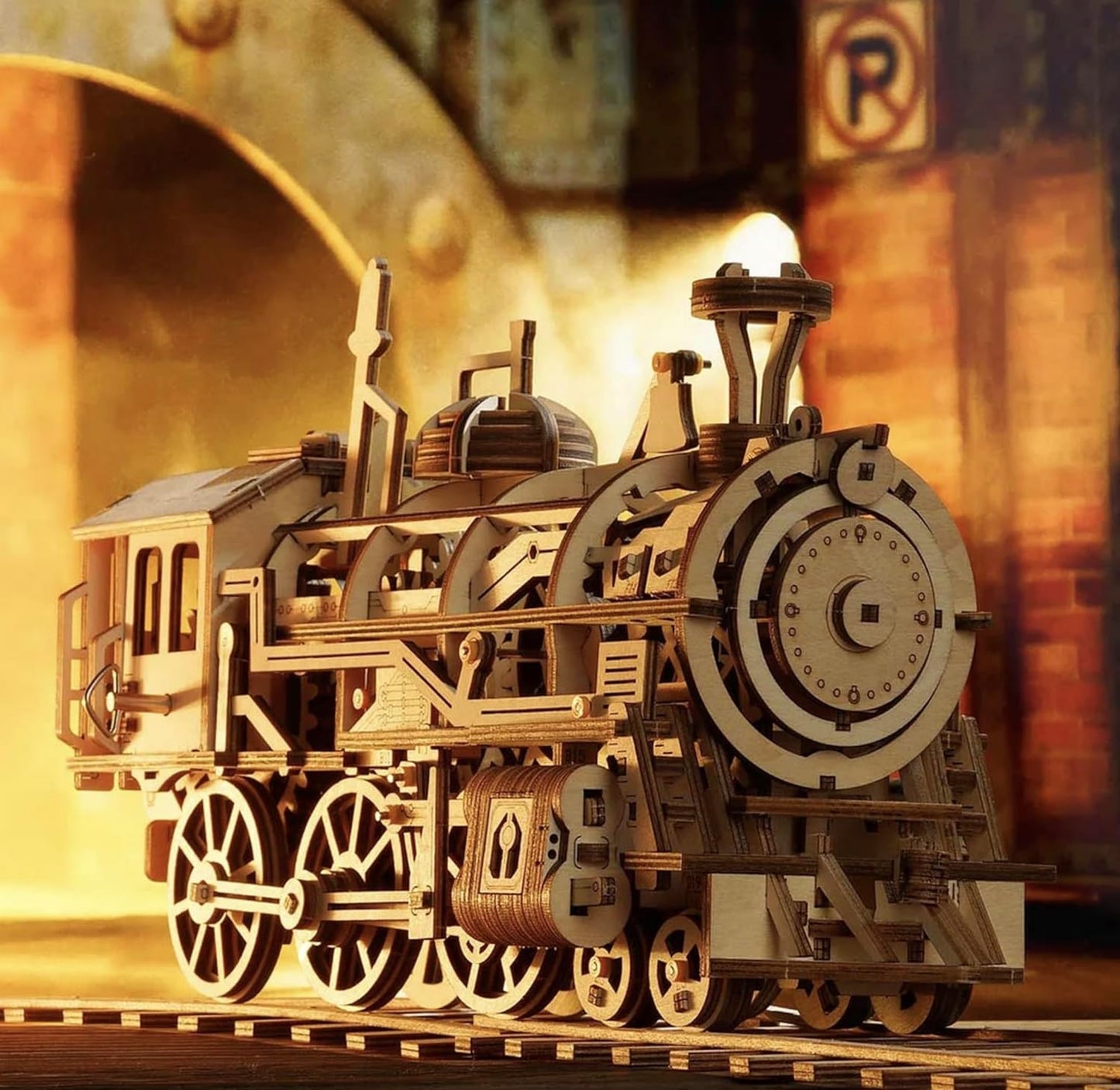 ROKR Locomotive Mechanical Gears 3D Wooden Puzzle LK701