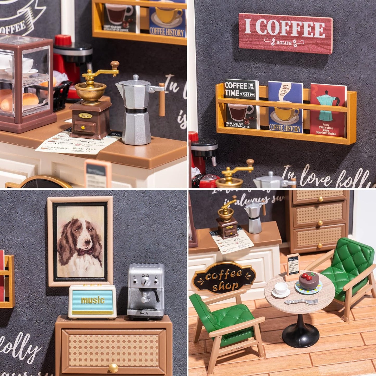 Rolife Super Creator Daily Inspiration Cafe Plastic DIY Miniature House Kit DW001