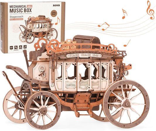 ROKR Stagecoach Mechanical Music Box 3D Wooden Puzzle AMKA1