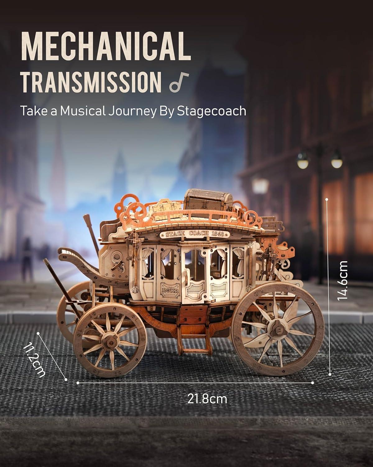 ROKR Stagecoach Mechanical Music Box 3D Wooden Puzzle AMKA1