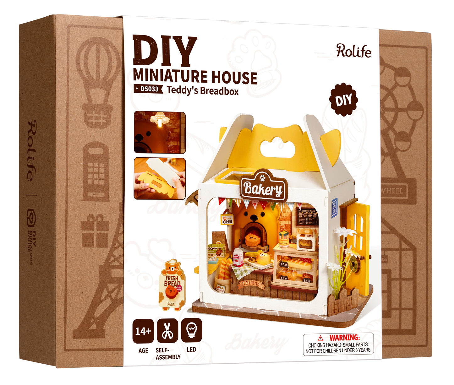 Rolife Food Box Shop DIY Miniature House Kit Teddy's Breadbox DS033