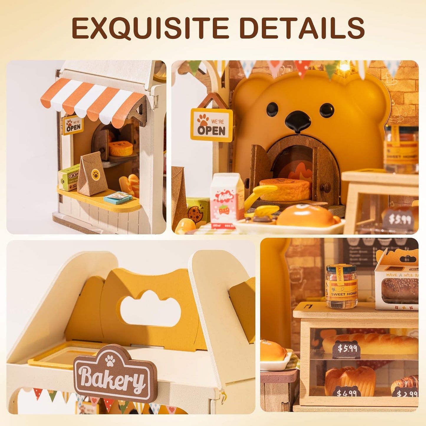 Rolife Food Box Shop DIY Miniature House Kit Teddy's Breadbox DS033