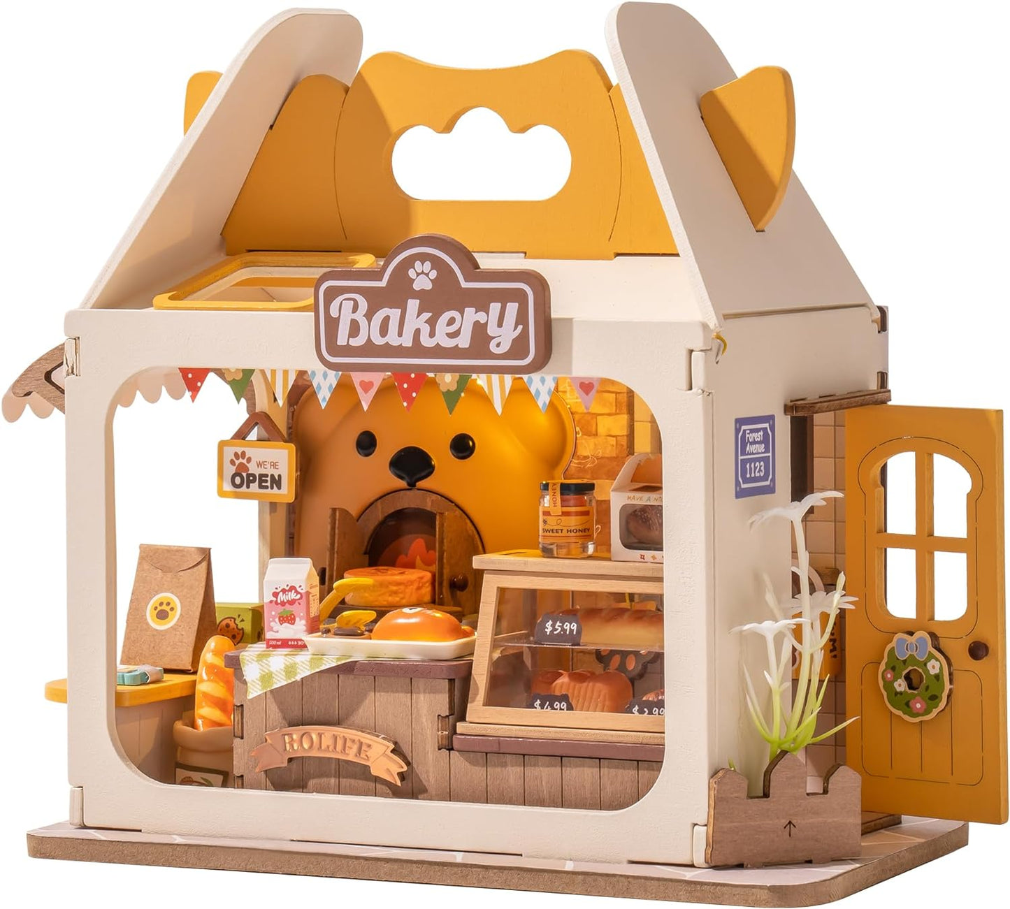 Rolife Food Box Shop DIY Miniature House Kit Teddy's Breadbox DS033