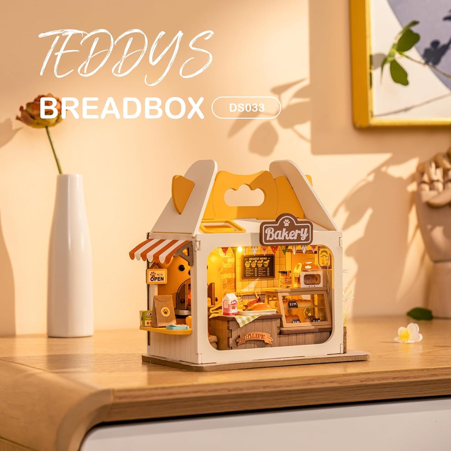 Rolife Food Box Shop DIY Miniature House Kit Teddy's Breadbox DS033