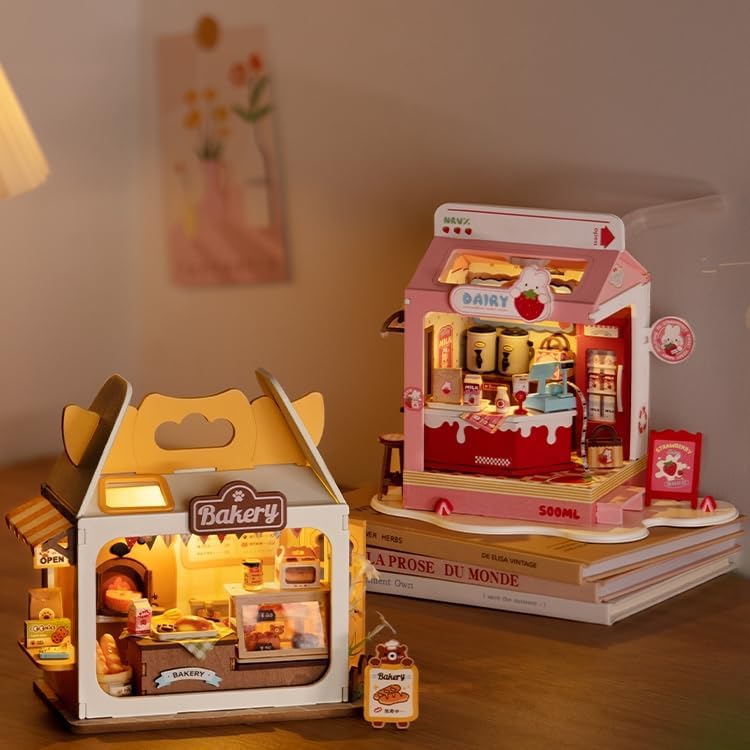 Rolife Food Box Shop DIY Miniature House Kit Strawberry Milk Box DS034