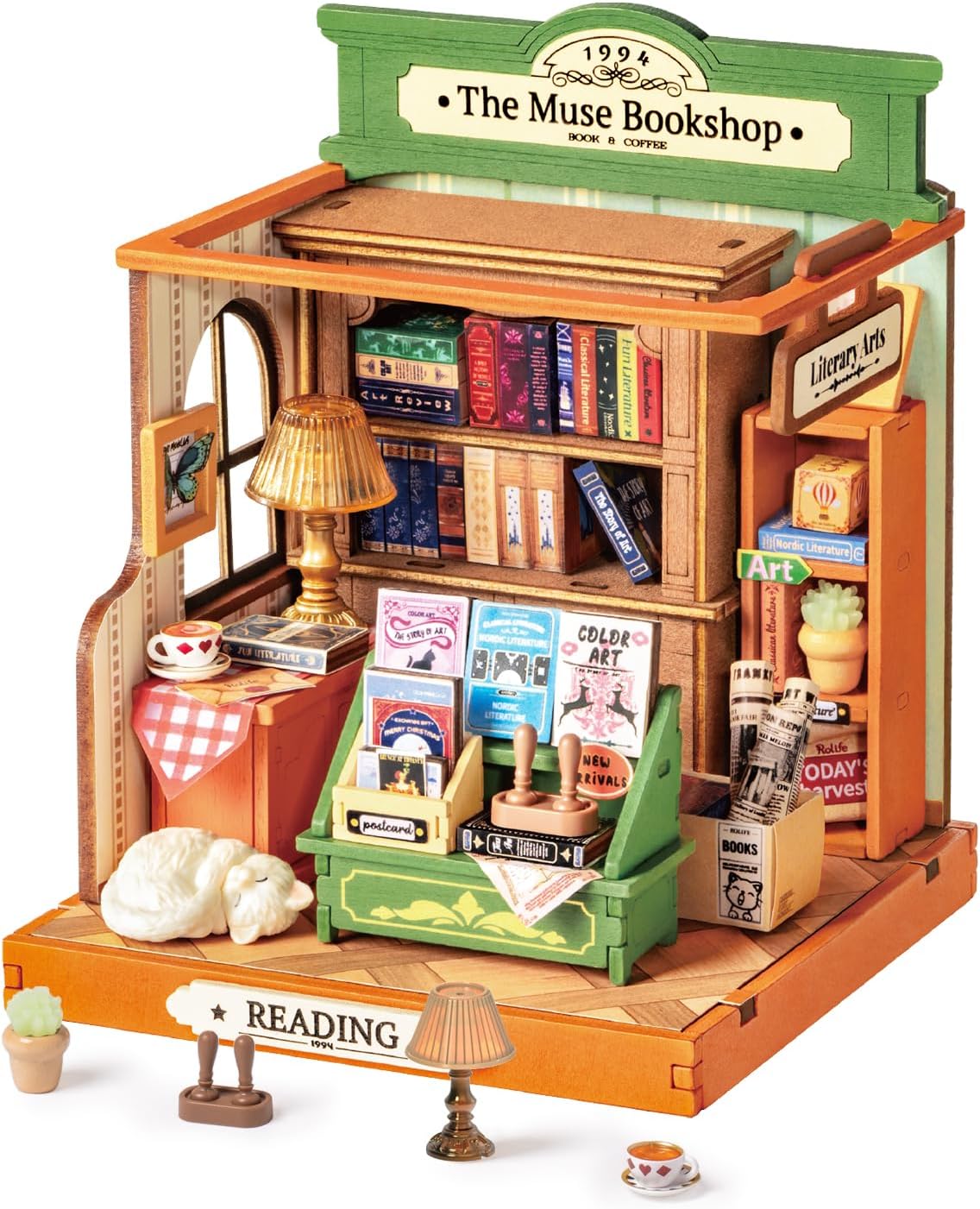 Rolife The Muse Bookshop 3D Wooden Puzzle-DIY Mini Building House Miniature Kit DS040