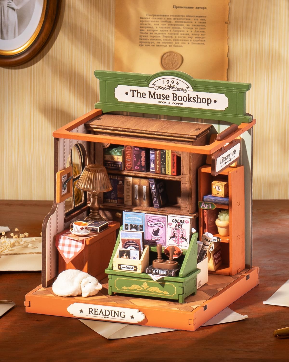 Rolife The Muse Bookshop 3D Wooden Puzzle-DIY Mini Building House Miniature Kit DS040