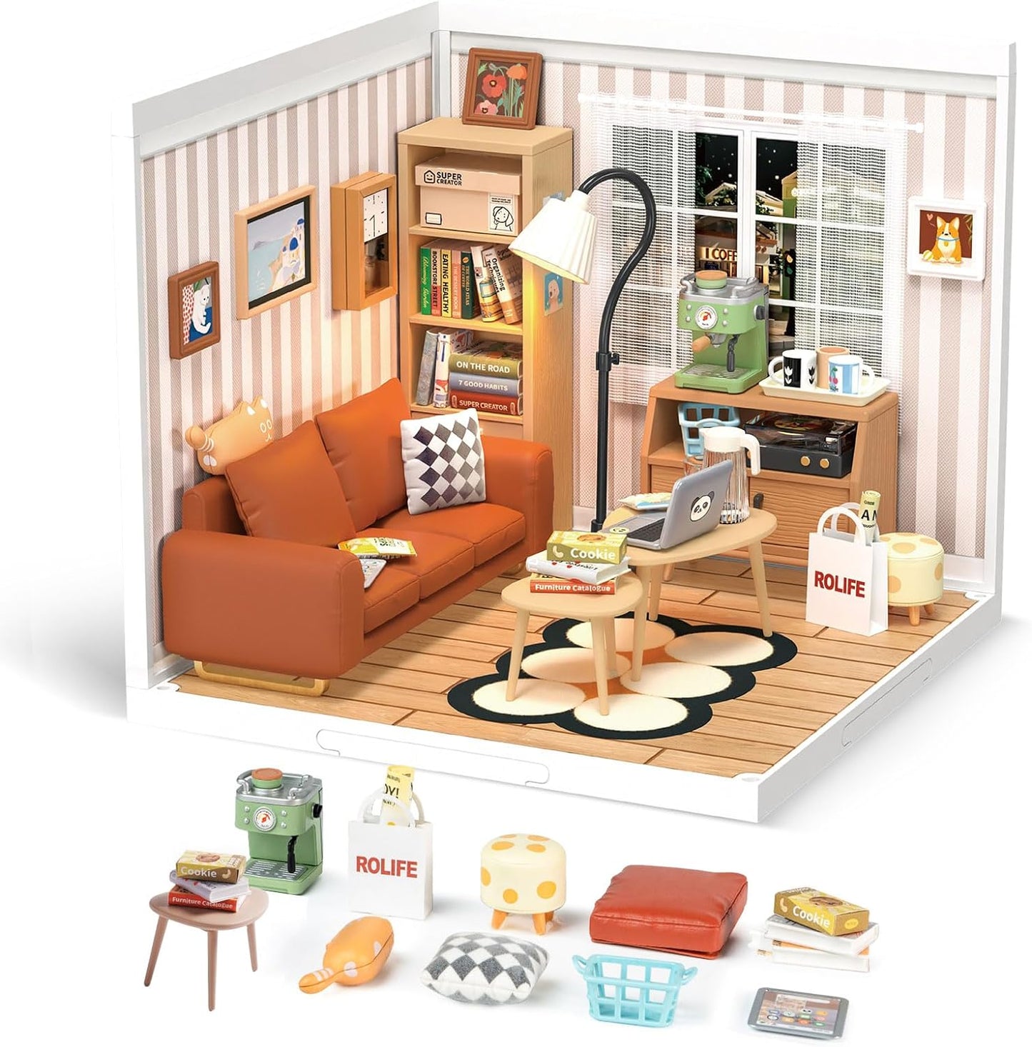 Rolife Cozy Living Lounge DIY Plastic Miniature House DW007