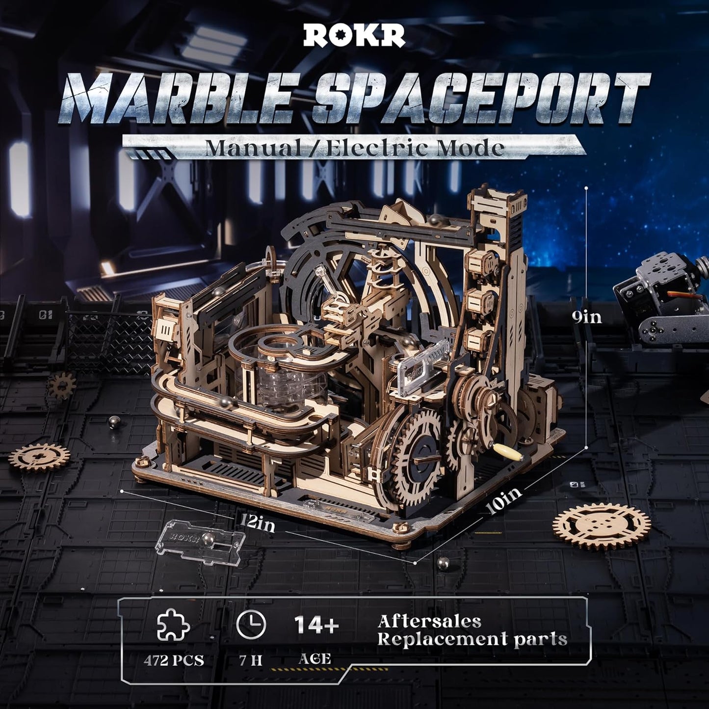 ROKR Marble Spaceport Marble Run 3D Wooden Puzzle LGC01