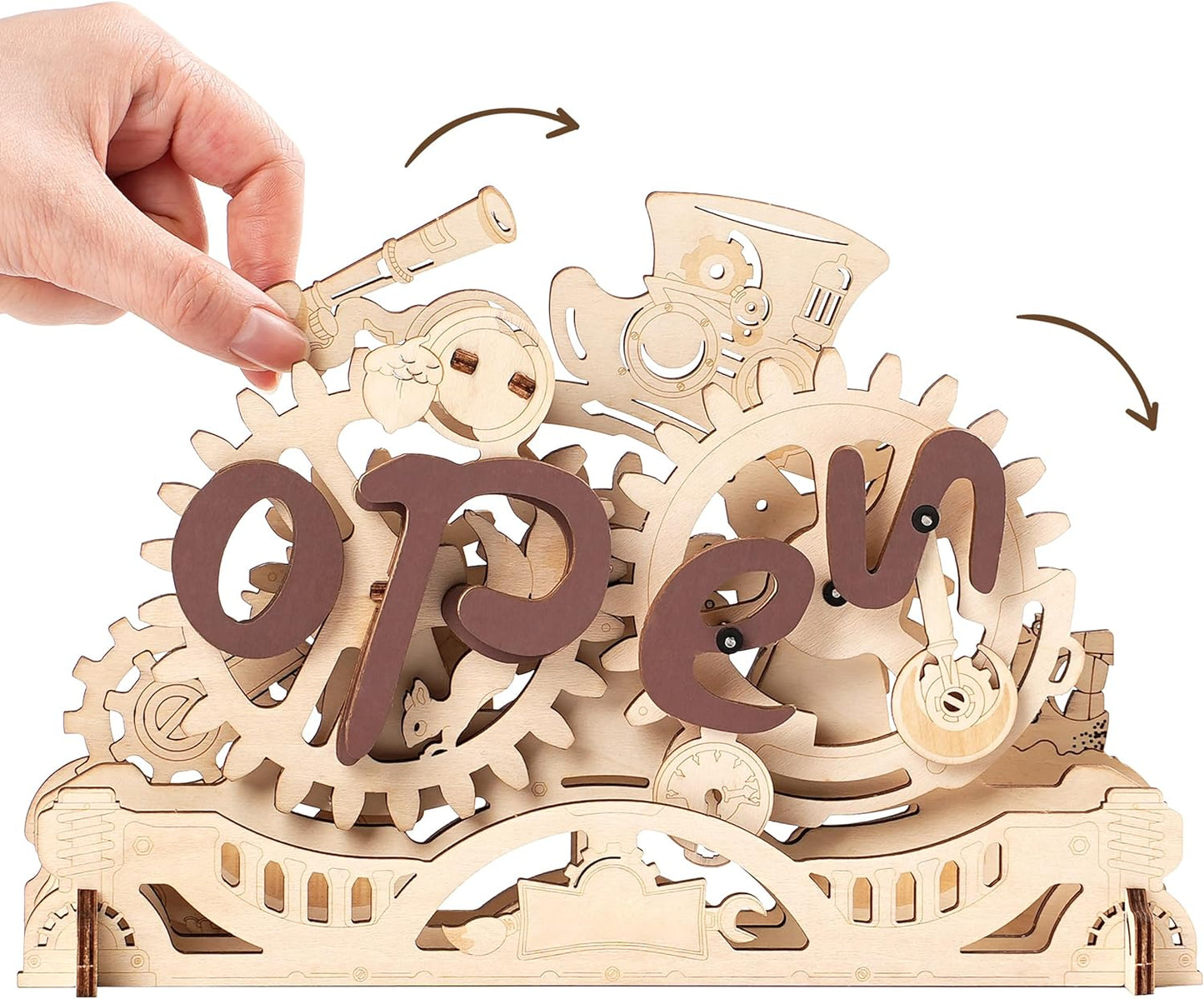 ROKR 3D Wooden Puzzle Decoration for Gear Driven Switches, Open Closed Sign LK506