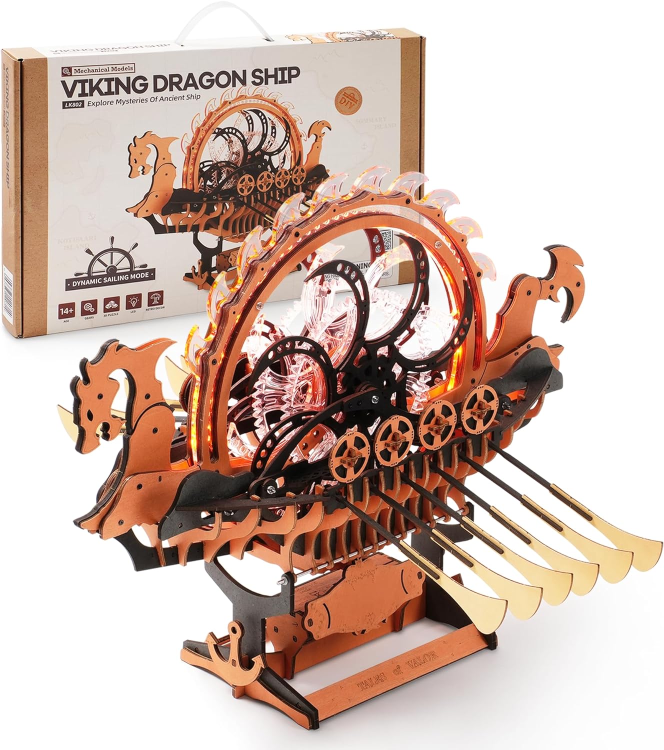 ROKR Viking Dragon Ship Mechanical 3D Wooden Puzzle LK802