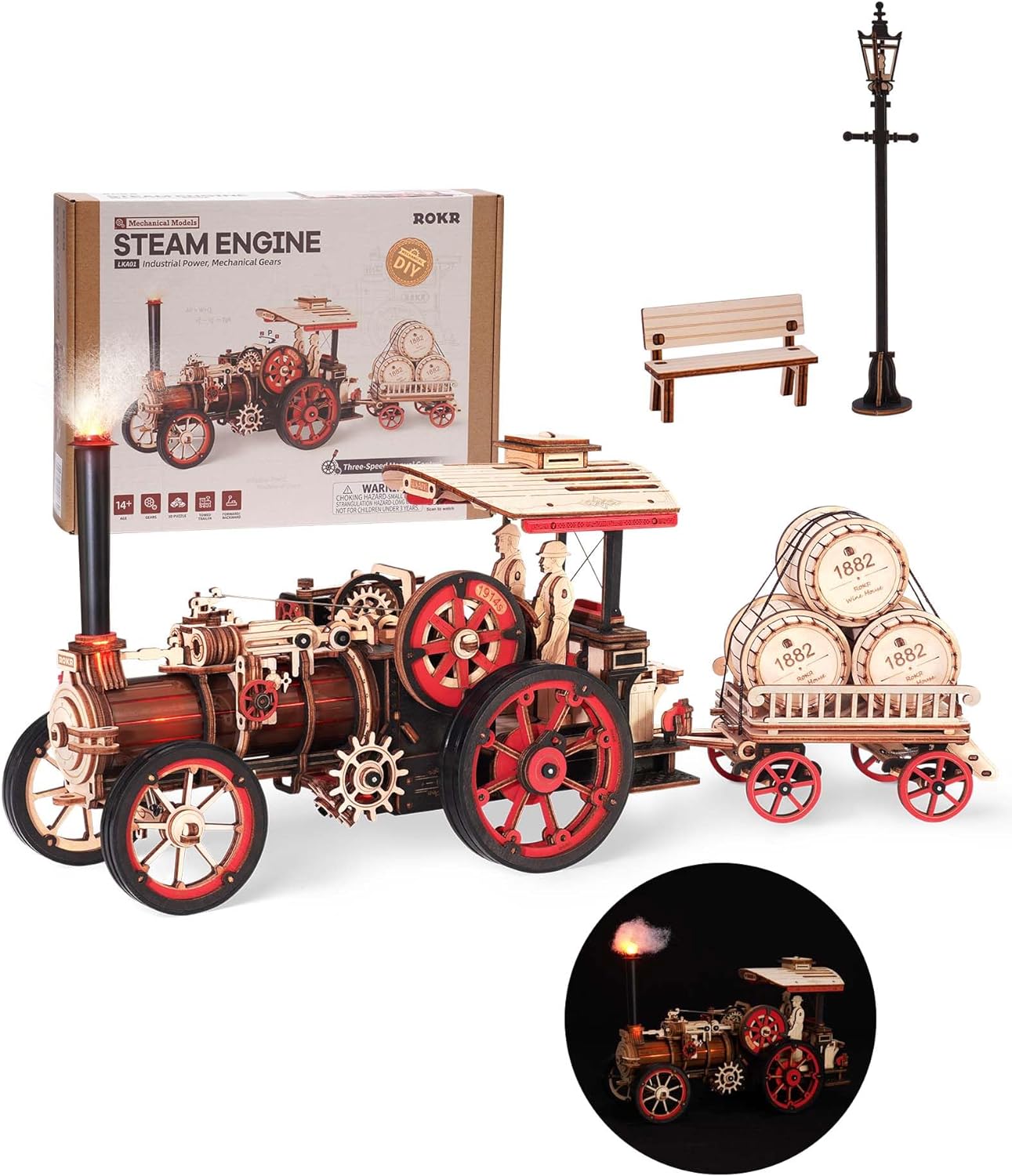 ROKR Steam Engine Mechanical 3D Wooden Puzzle LKA01