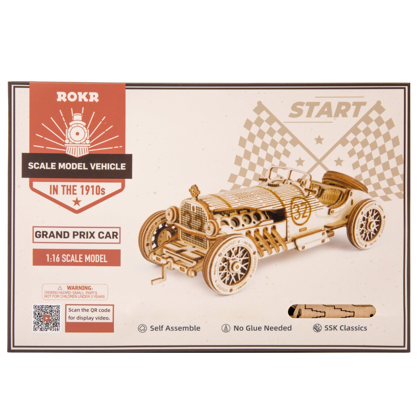 ROKR Grand Prix Car Scale Model 3D Wooden Puzzle MC401