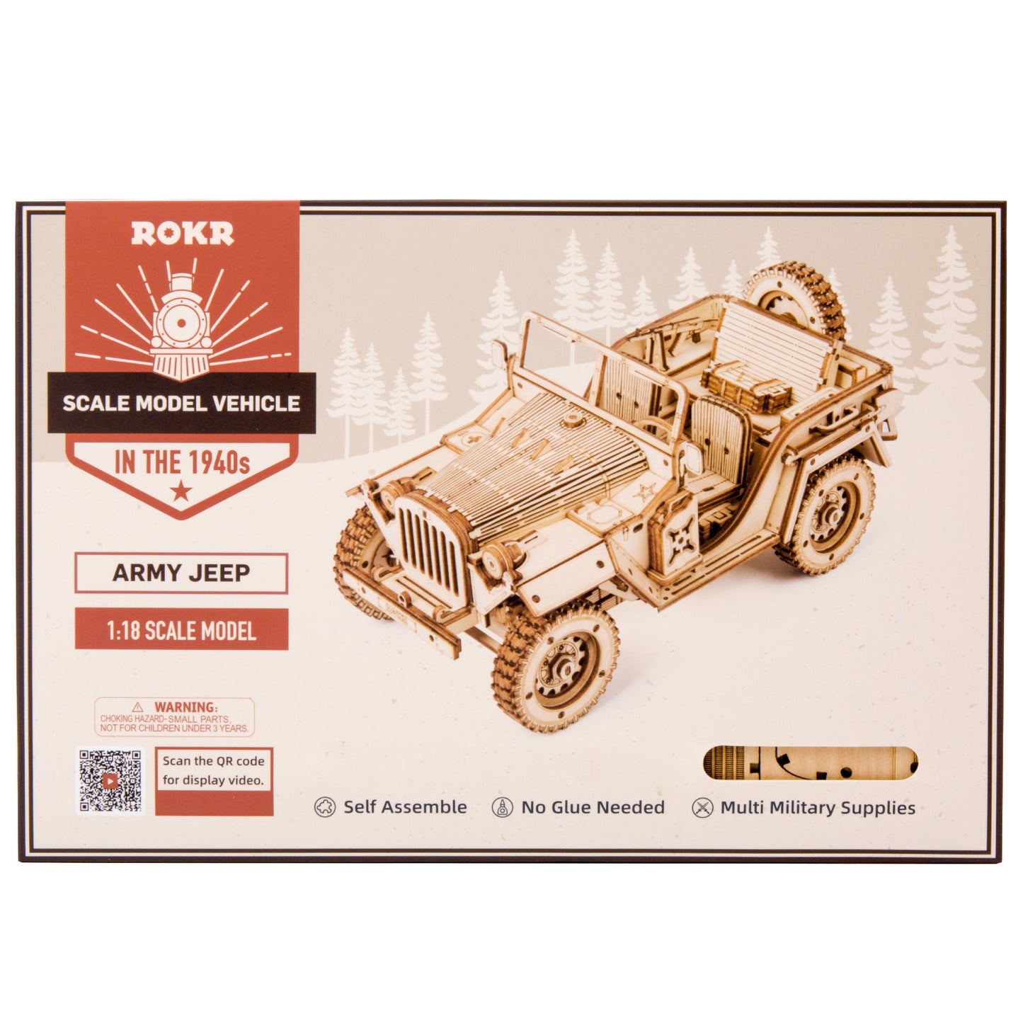 ROKR Army Jeep Scale Model 3D Wooden Puzzle MC701