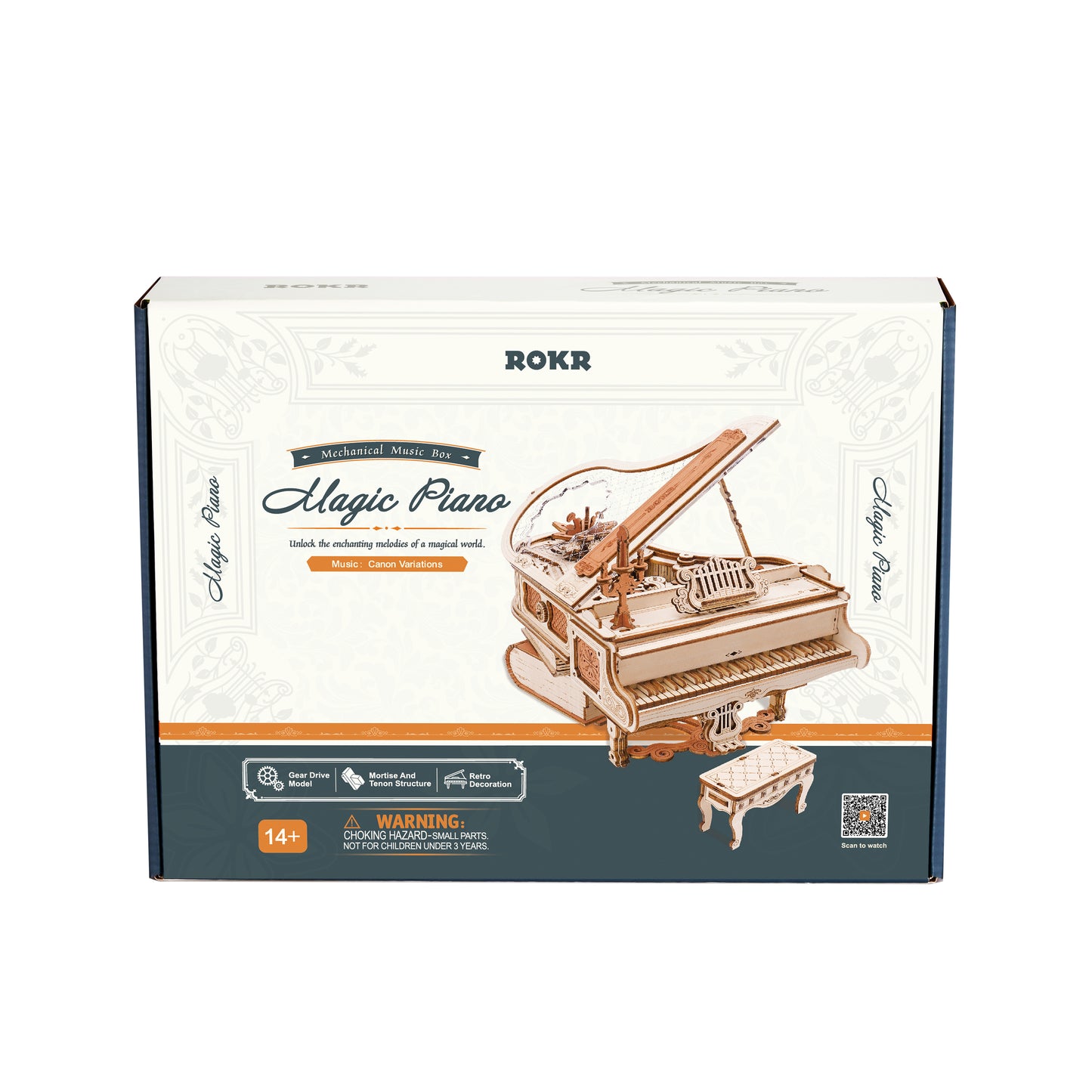 ROKR Magic Piano Mechanical Music Box 3D Wooden Puzzle AMK81