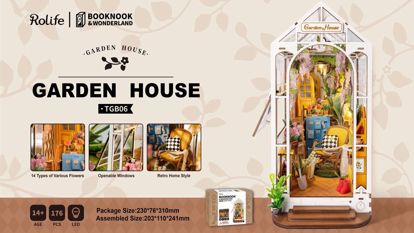 Rolife Holiday Garden House DIY Book Nook Shelf Insert TGB06