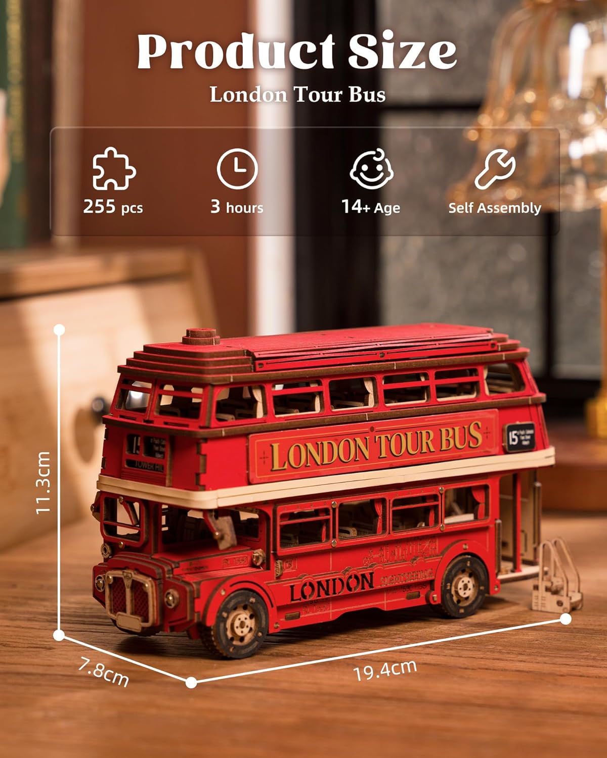 Rolife London Tour Bus 3D Wooden Puzzle TGM02