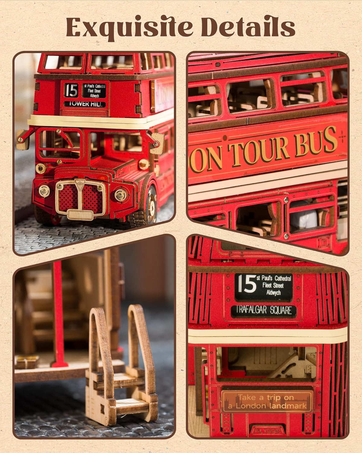 Rolife London Tour Bus 3D Wooden Puzzle TGM02