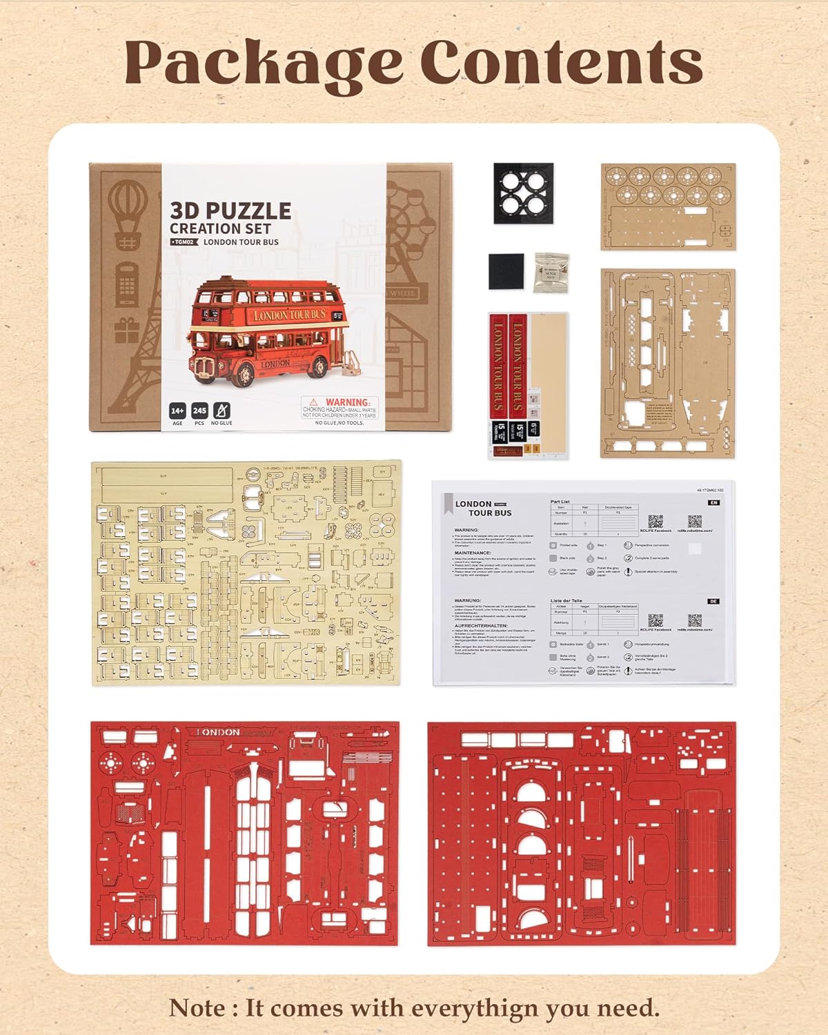 Rolife London Tour Bus 3D Wooden Puzzle TGM02