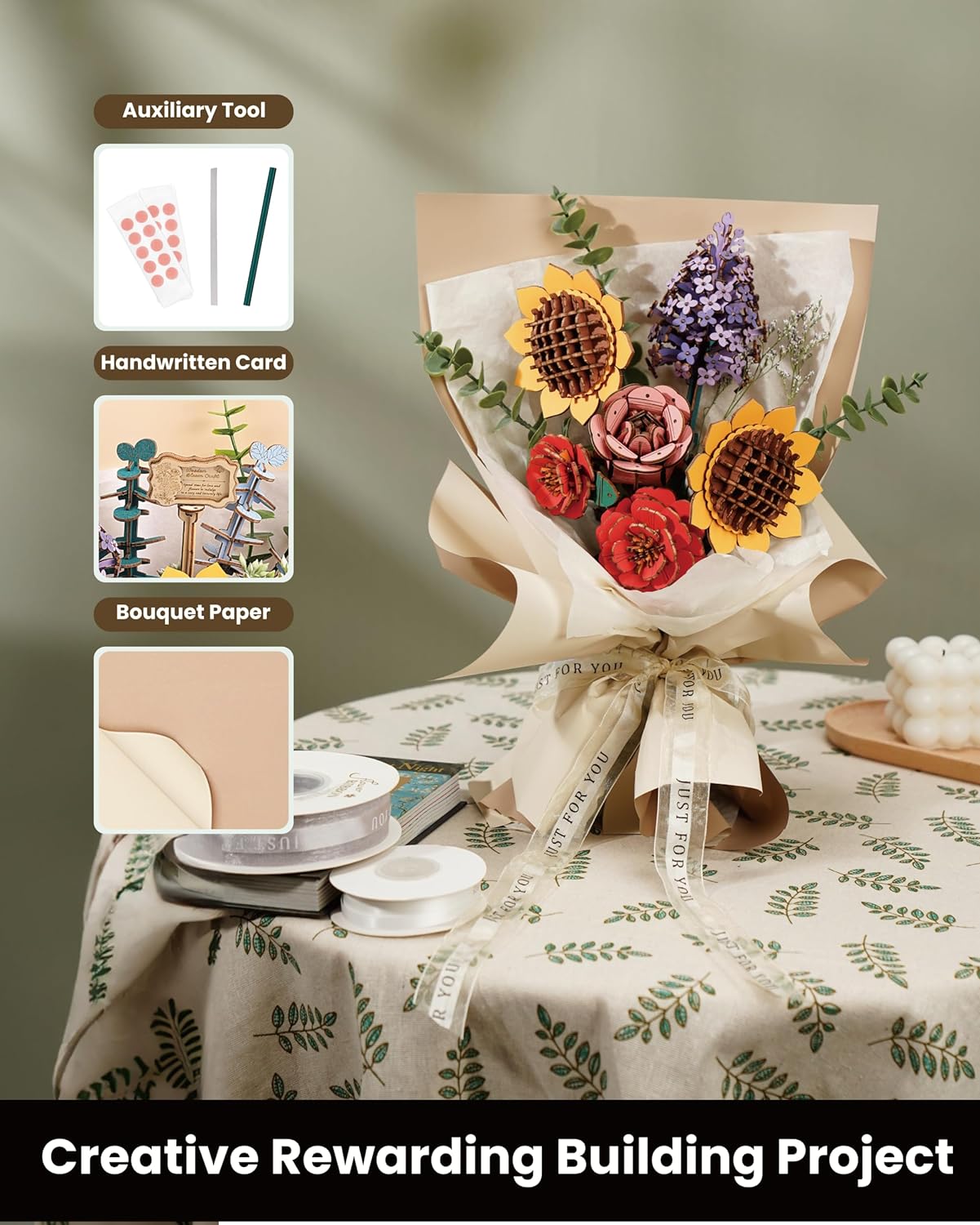 Rowood DIY Wooden Flower Bouquet 3D Wooden Puzzle