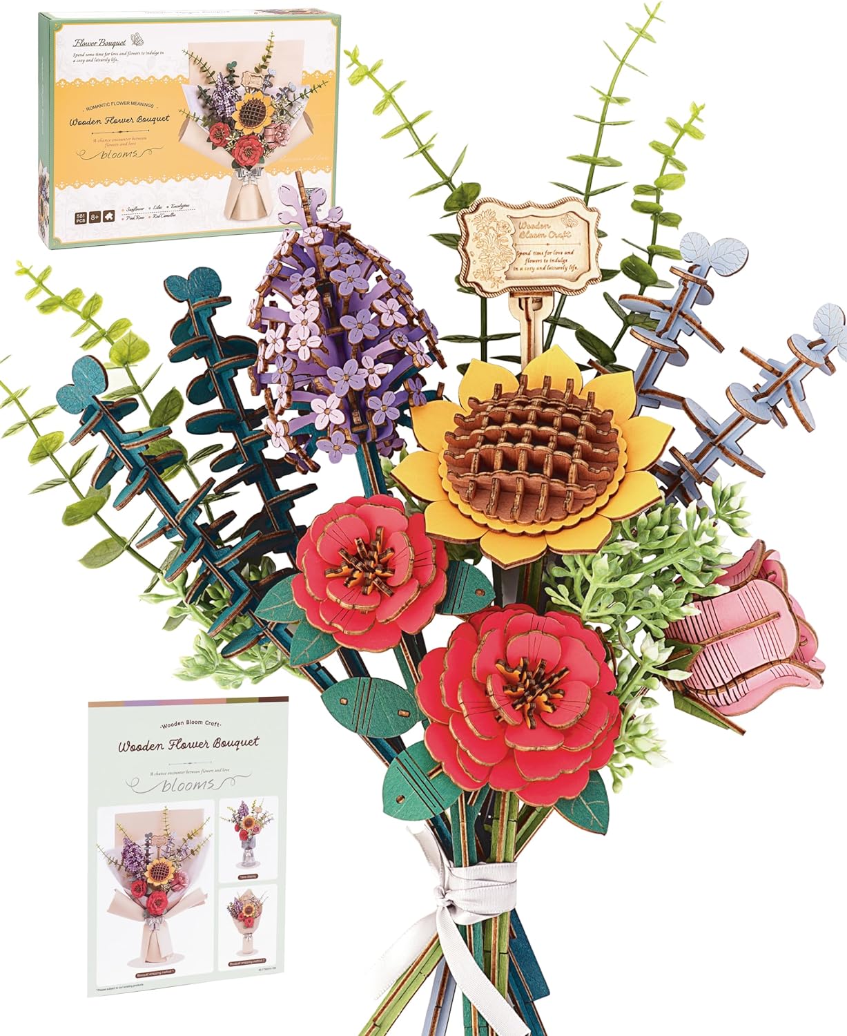 Rowood DIY Wooden Flower Bouquet 3D Wooden Puzzle