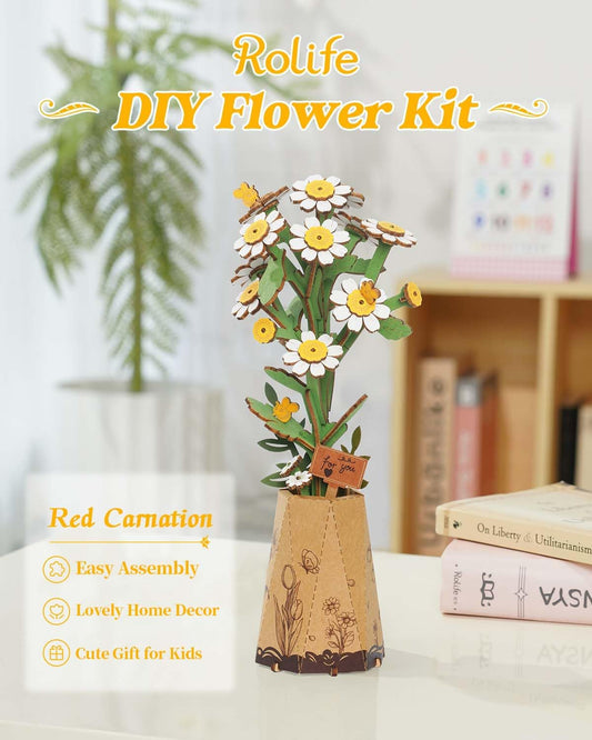 Rowood DIY Wooden Flower Chamomile 3D Wooden Puzzle TW061