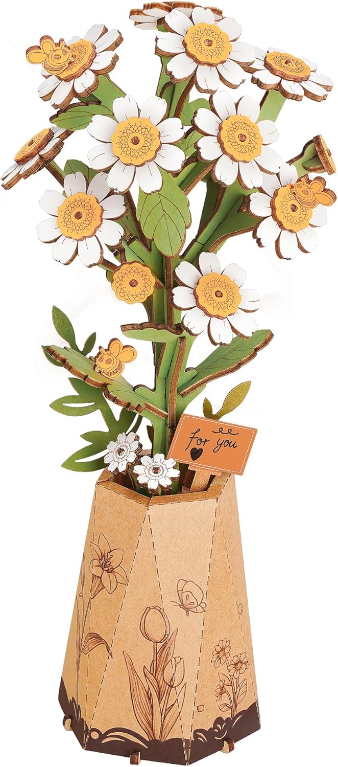 Rowood DIY Wooden Flower Chamomile 3D Wooden Puzzle TW061