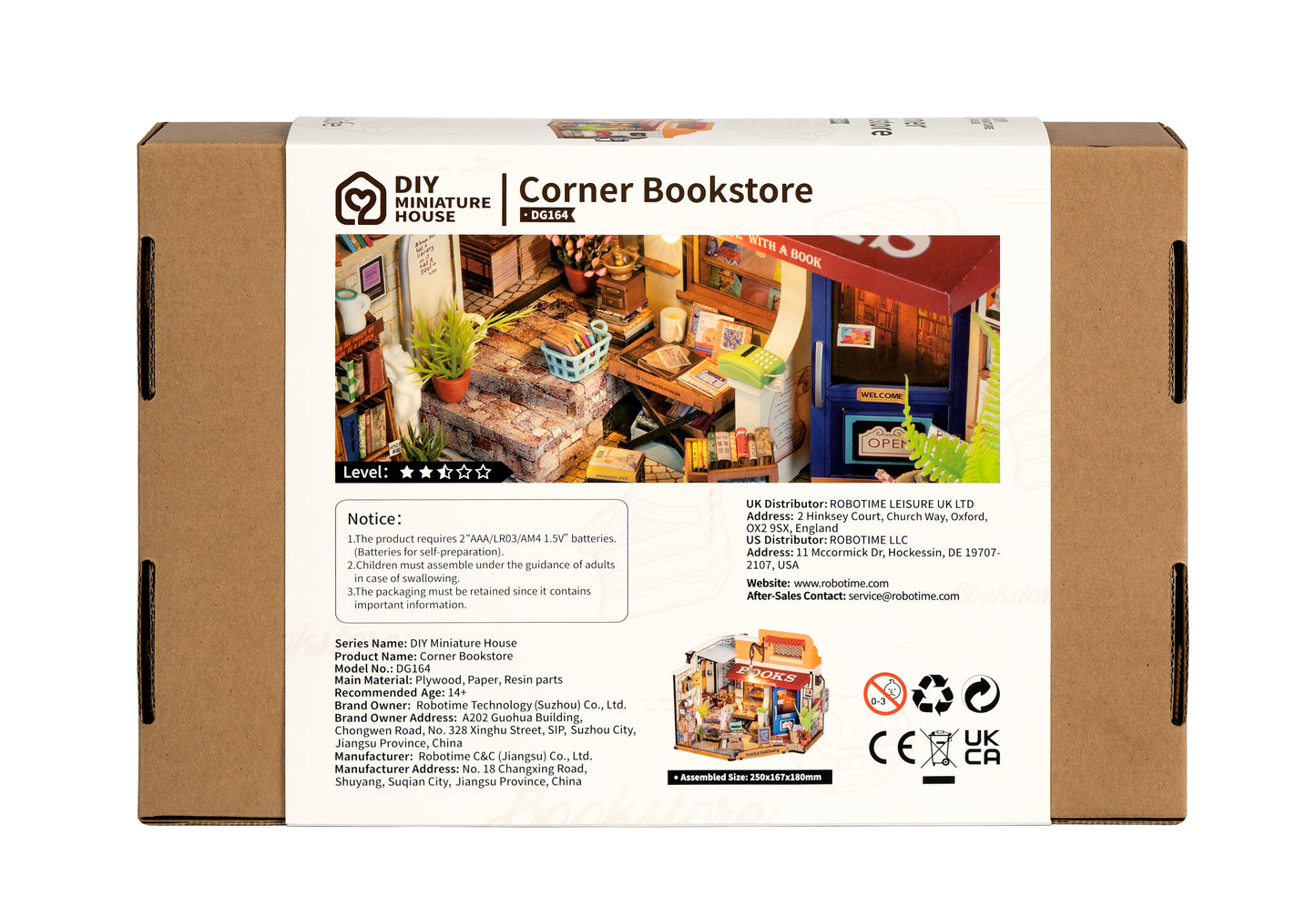 Rolife Corner Bookstore DIY Miniature House Kit DG164