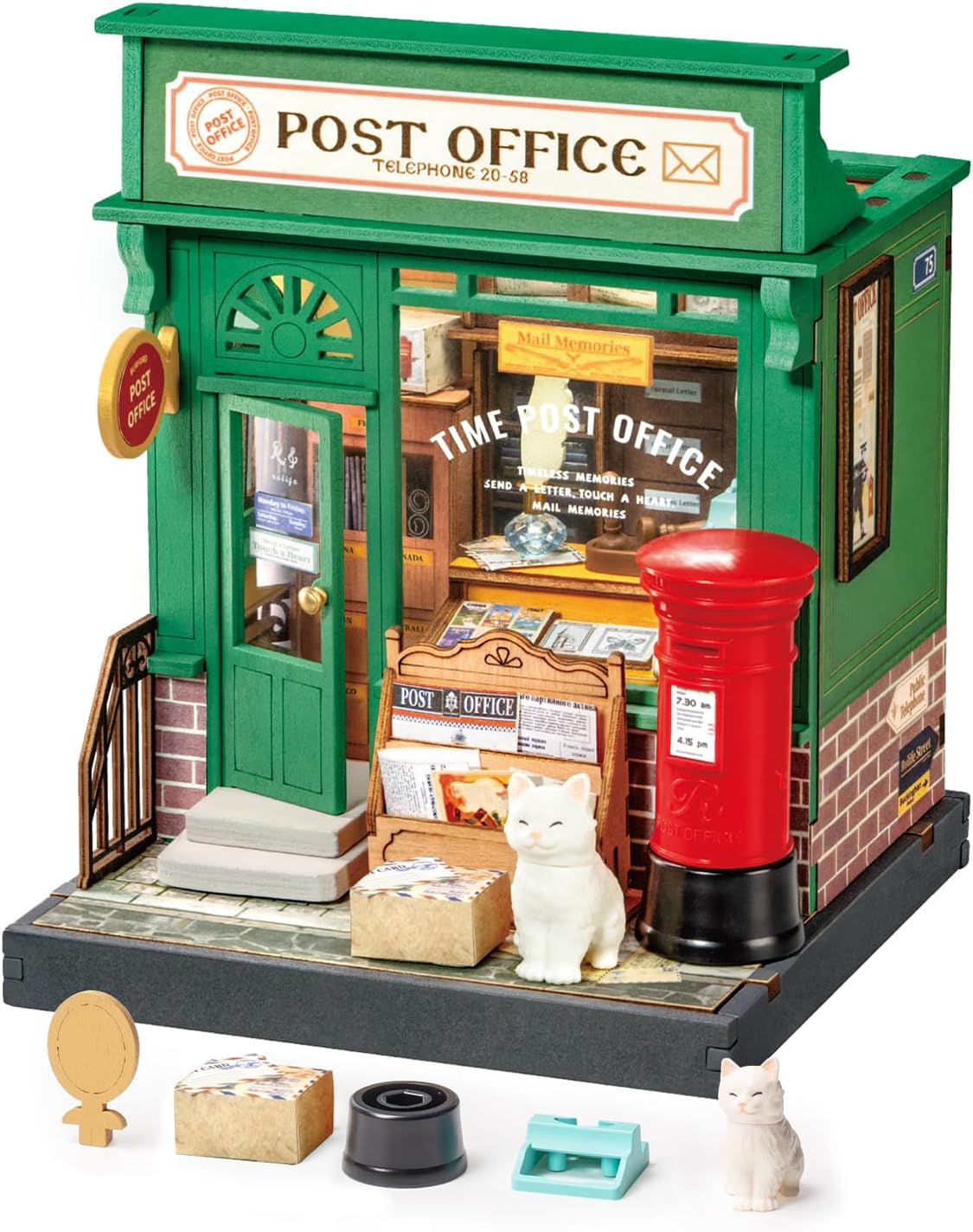 Rolife Century Post Office 3D Wooden Puzzle DIY Miniature House Kit DS037