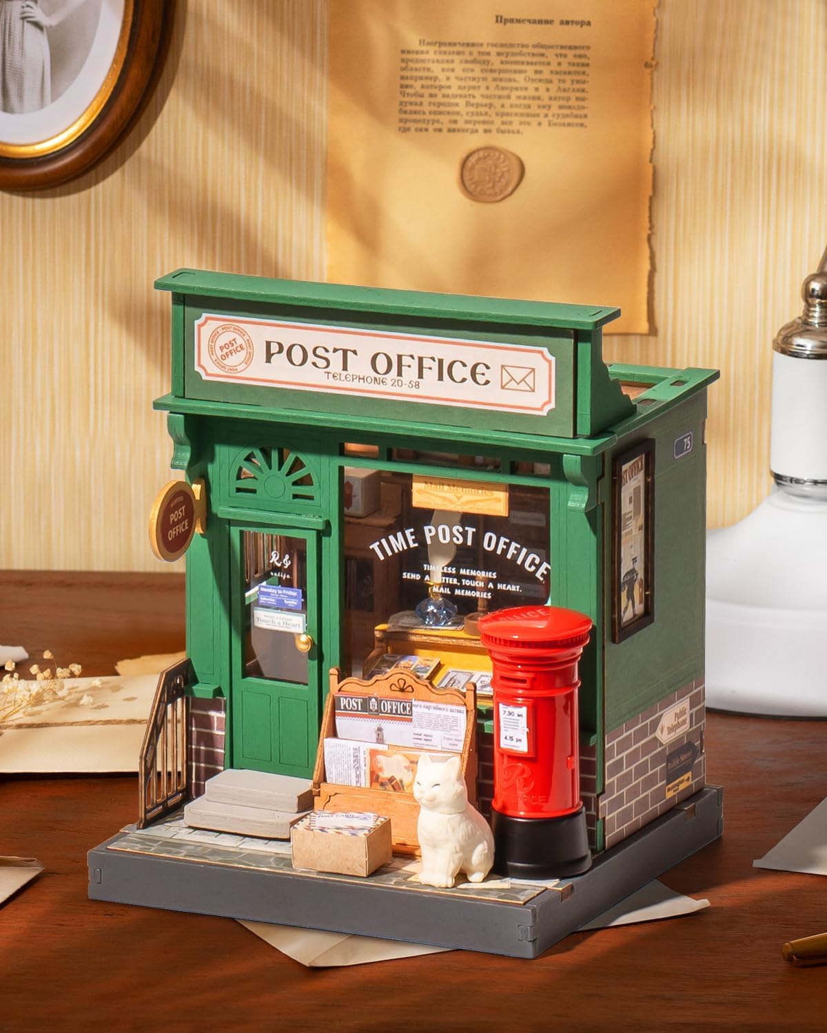 Rolife Century Post Office 3D Wooden Puzzle DIY Miniature House Kit DS037